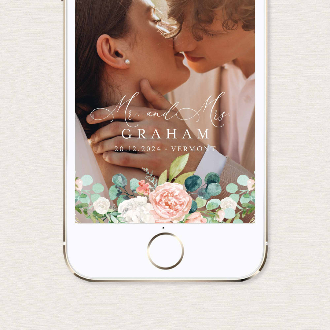 Blush Garden Wedding Snapchat Geofilter Printable