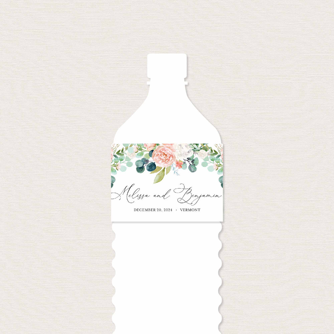 Blush Garden Wedding Water Bottle Label Printable