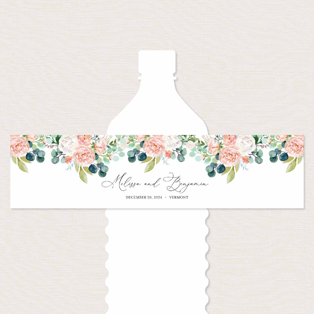 Blush Garden Wedding Water Bottle Label Printable