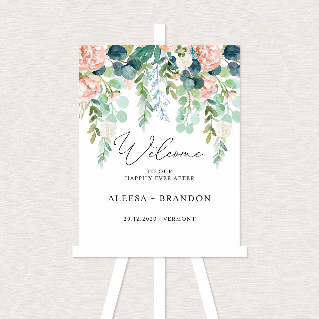 Blush Garden Wedding Welcome Sign Printable