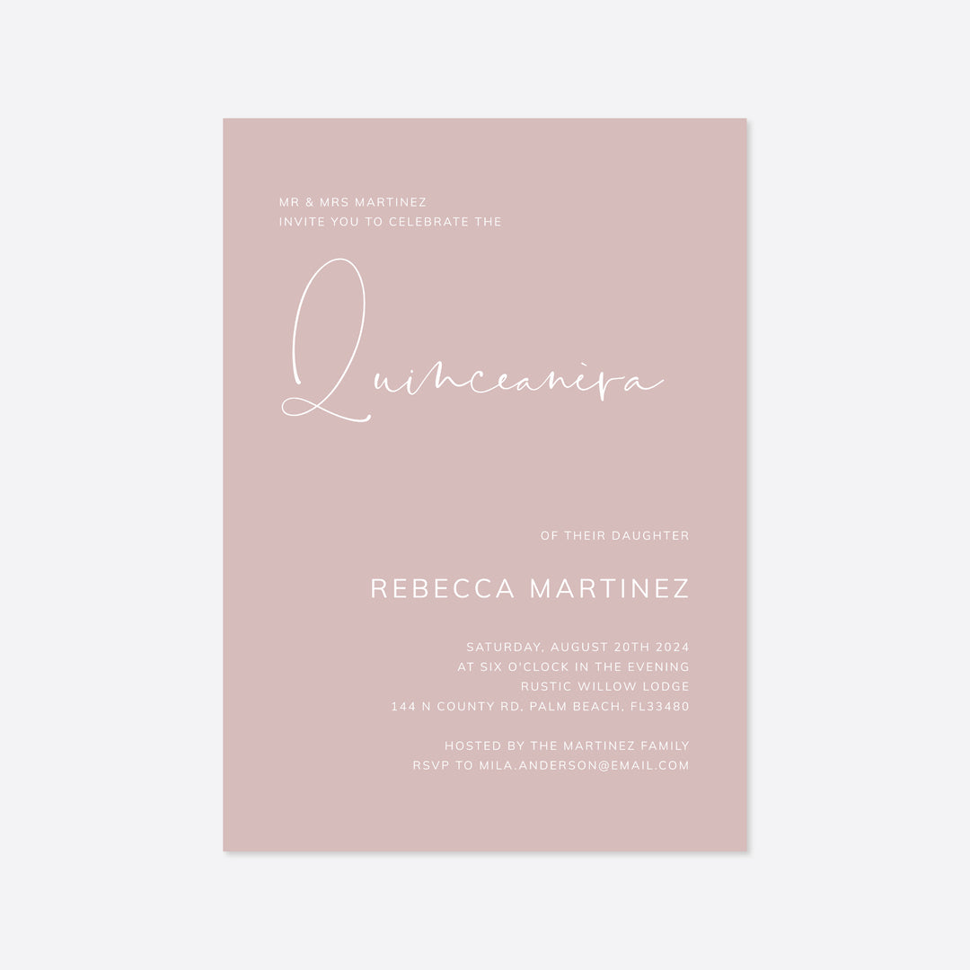 Modern Minimal Quinceañera Invitation Printable