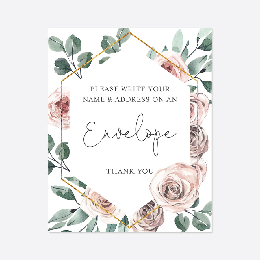 Boho Rose Baby Shower Address An Envelope Sign Printable