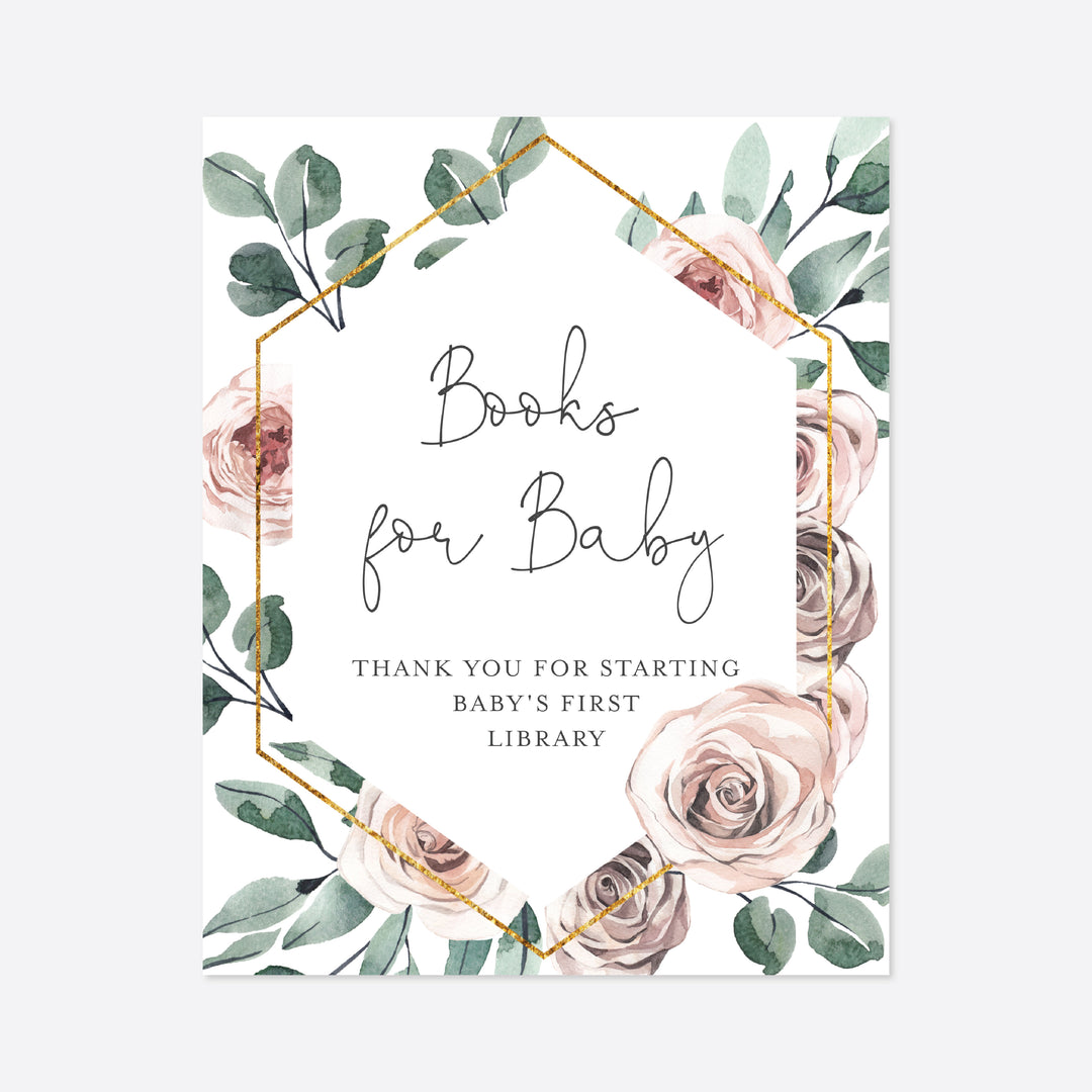 Boho Rose Baby Shower Books For Baby Printable