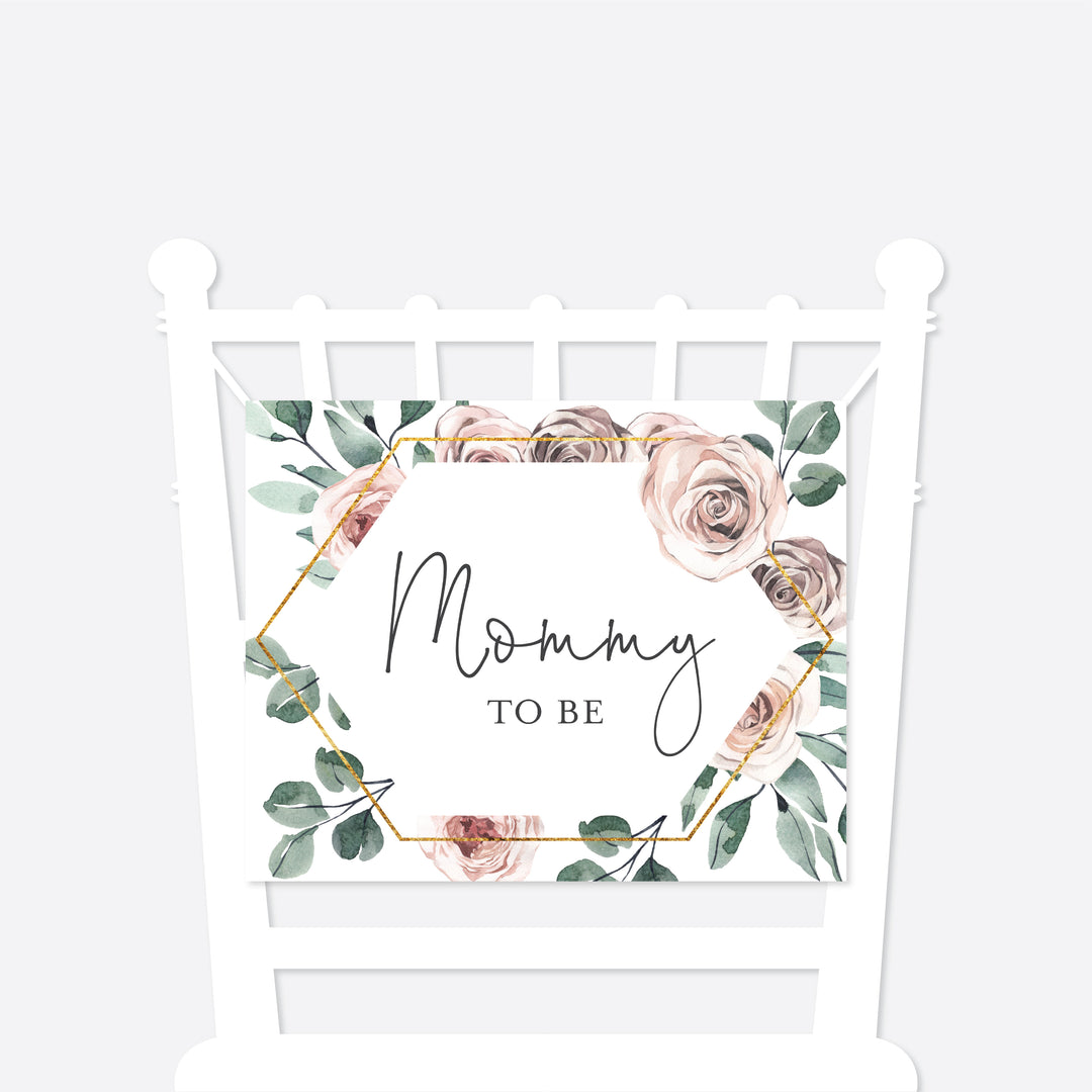 Boho Rose Mommy and Daddy To Be Chair Sign Printable