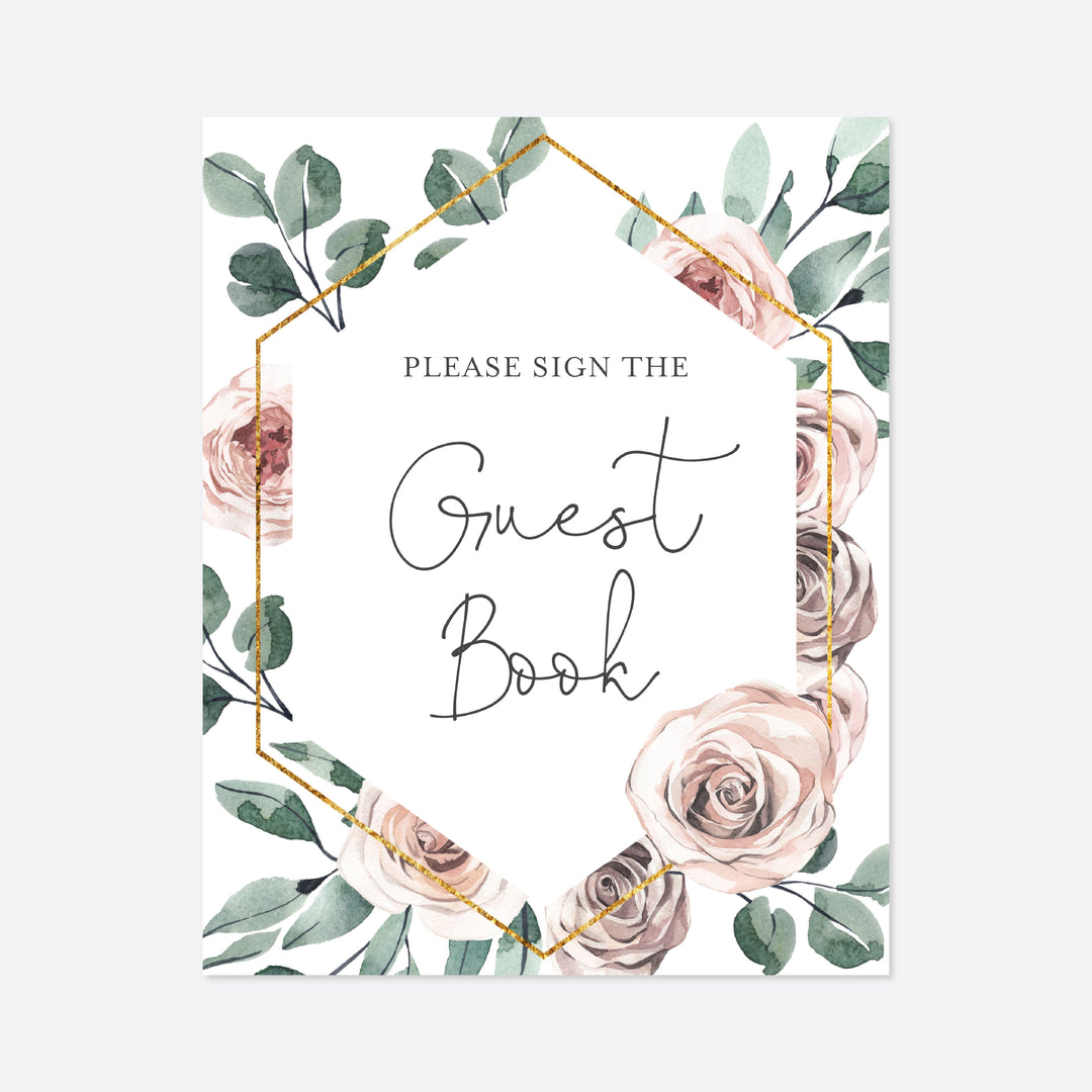 Boho Rose Baby Shower Guestbook Sign Printable