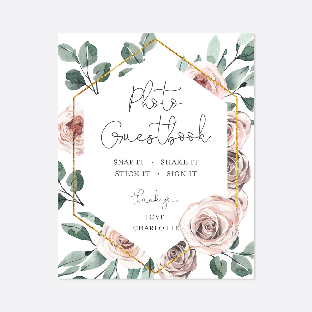Boho Rose Baby Shower Guestbook Sign Printable