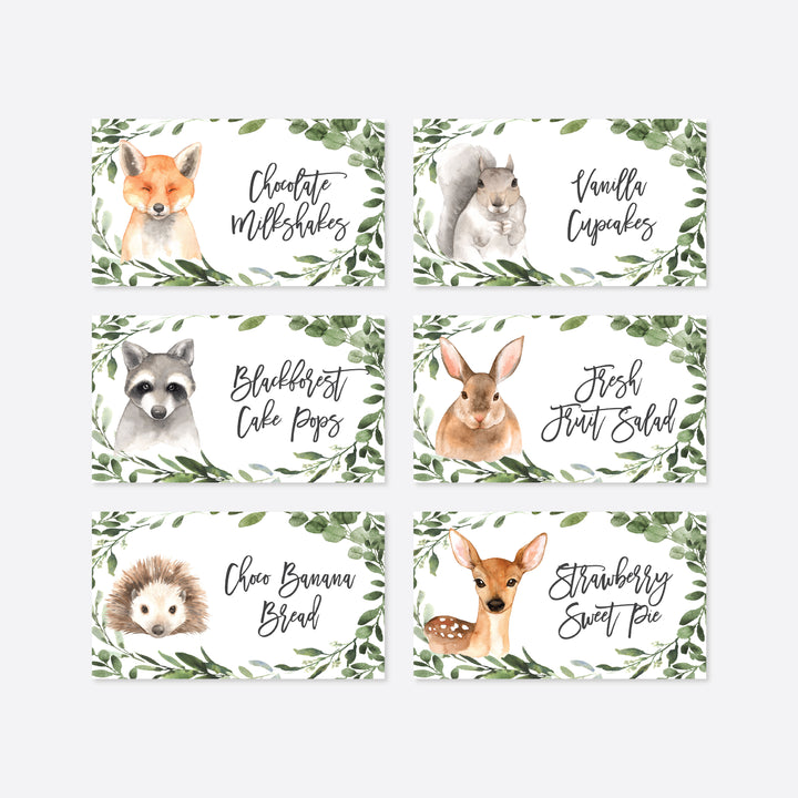 Forest Animals Baby Shower Food Labels Printable