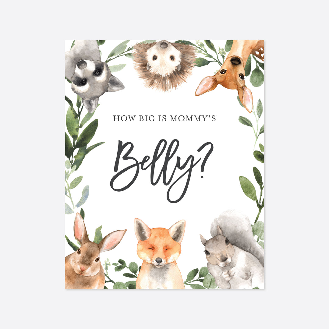 Forest Animals Baby Shower How Big Is Mummy's Belly Game Printable