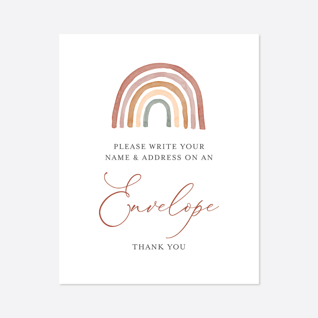 Rainbow Baby Shower Address An Envelope Sign Printable