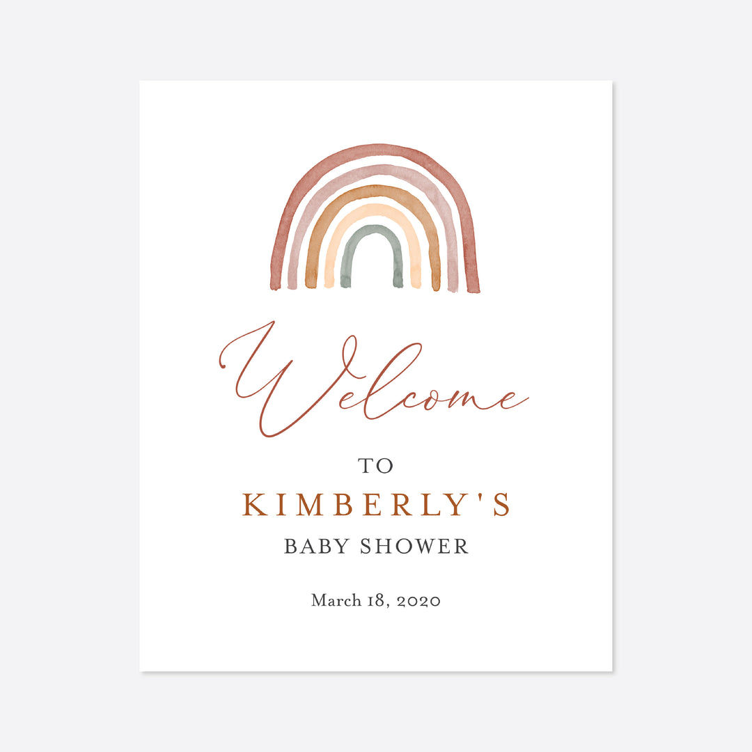 Rainbow Baby Shower Welcome Sign Printable