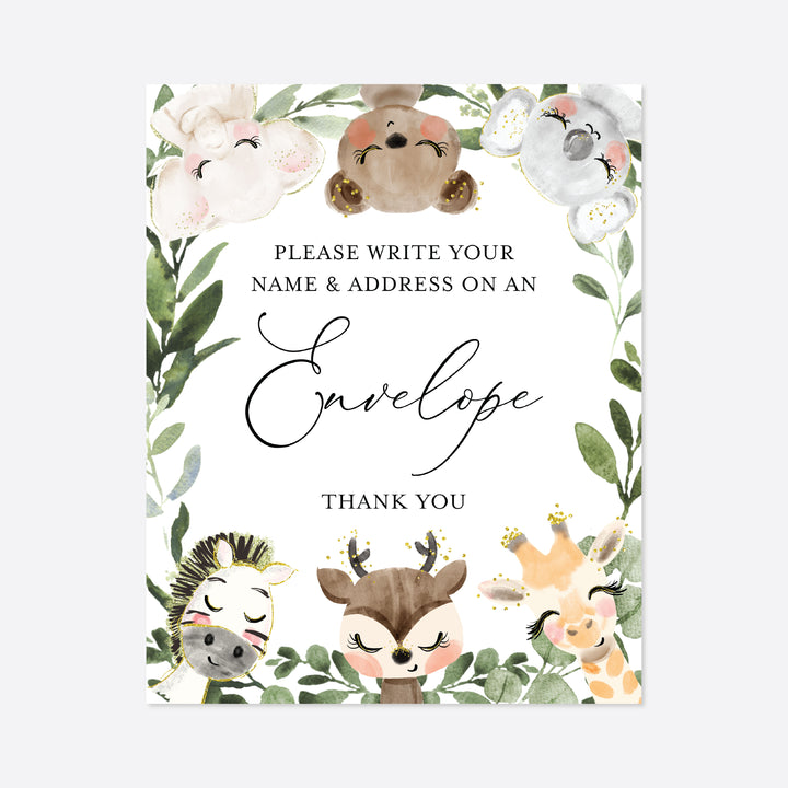 Baby Safari Baby Shower Address An Envelope Sign Printable