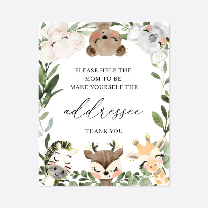 Baby Safari Baby Shower Address An Envelope Sign Printable