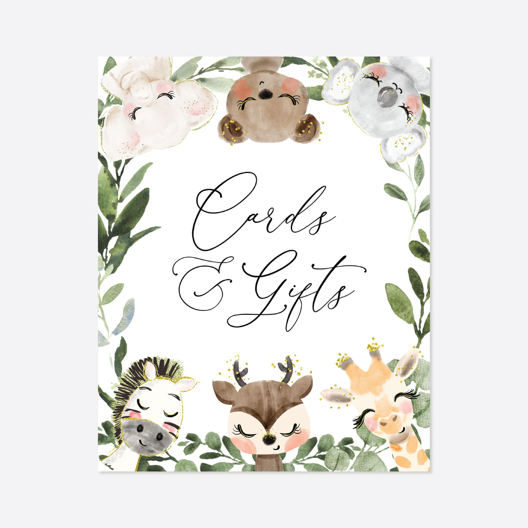 Baby Safari Baby Shower Cards and Gifts Sign Printable