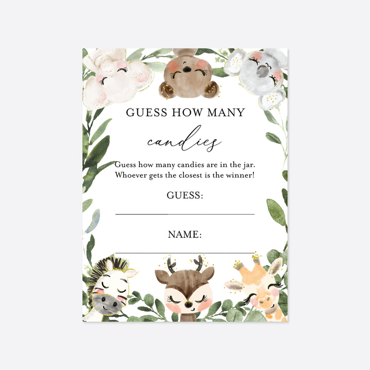 Baby Safari Baby Shower Guess How Many Candies Game Printable