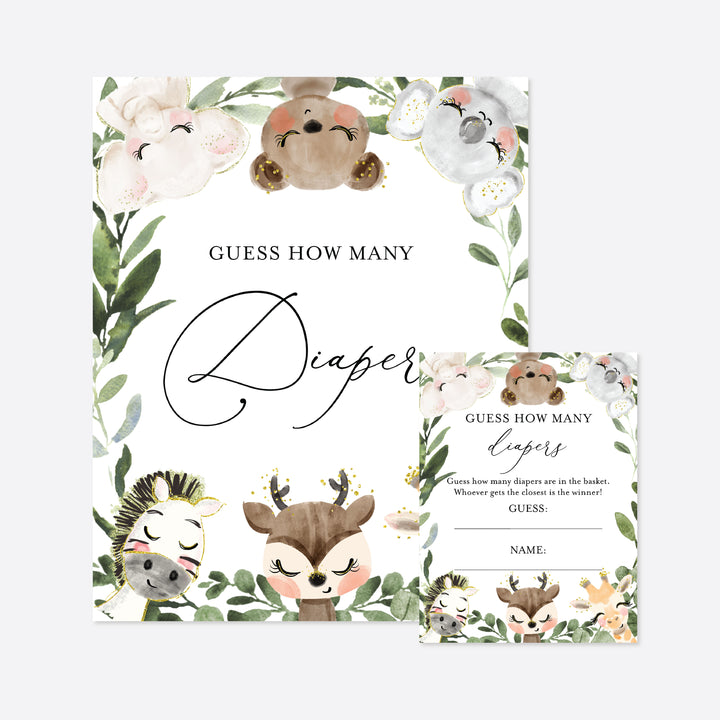 Baby Safari Baby Shower Guess How Many Diapers Game Printable