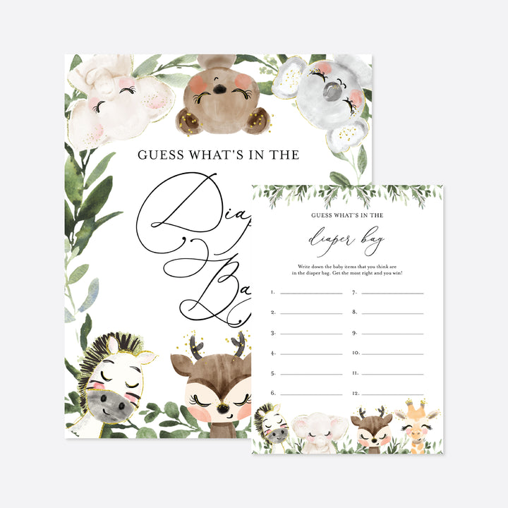 Baby Safari Baby Shower Guess What's In The Diaper Bag Game Printable