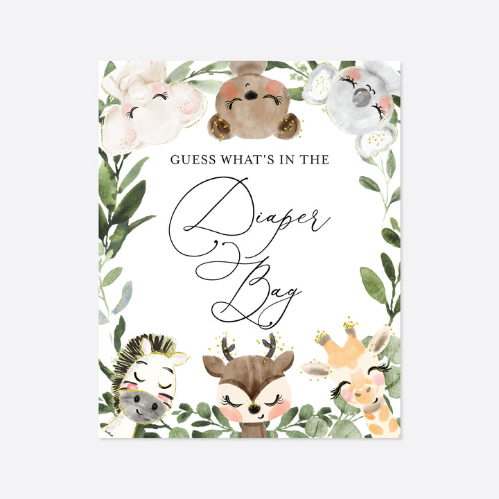 Baby Safari Baby Shower Guess What's In The Diaper Bag Game Printable