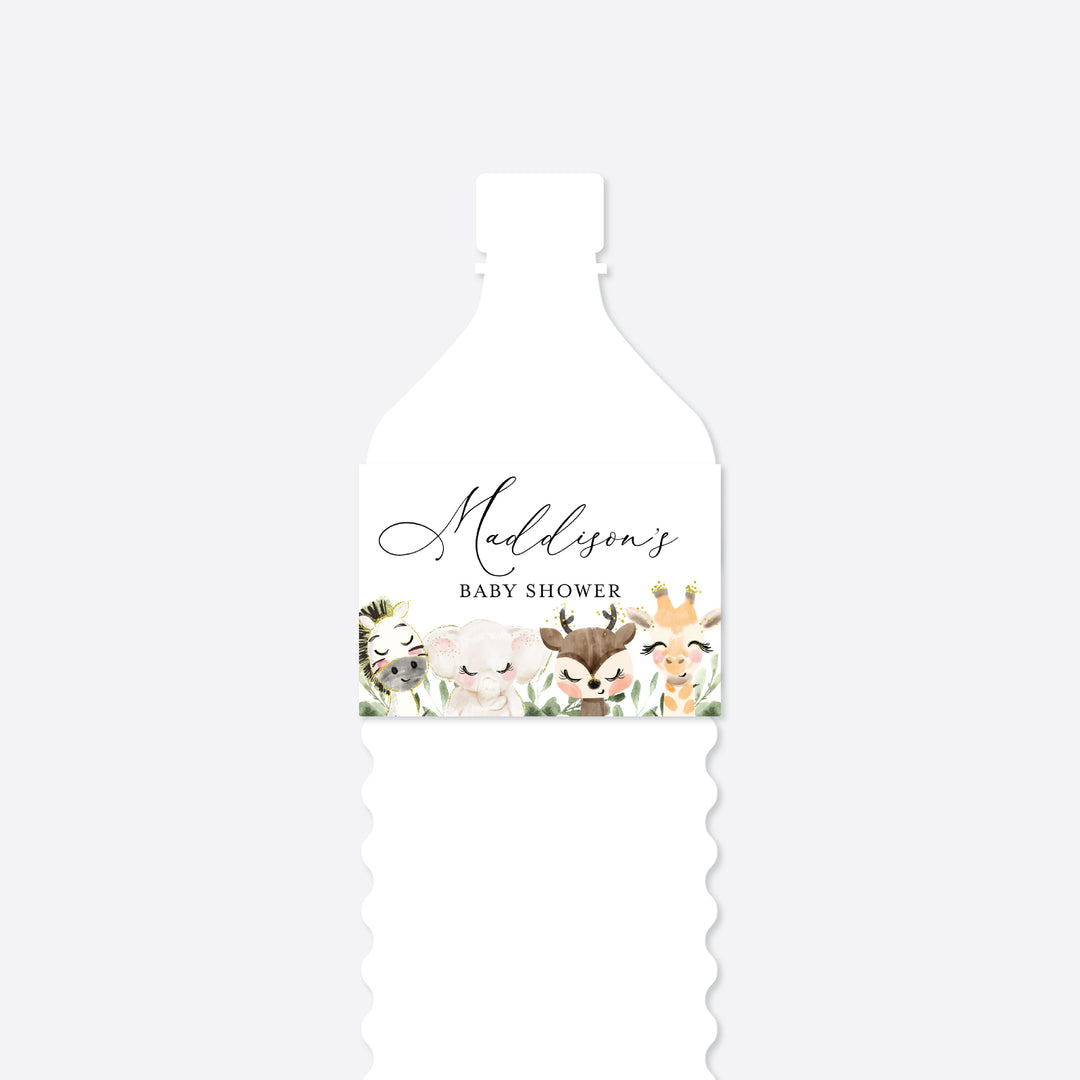 Baby Safari Baby Shower Water Bottle Label Printable