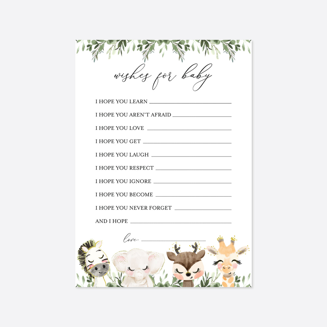 Baby Safari Baby Shower Wishes For Baby Printable