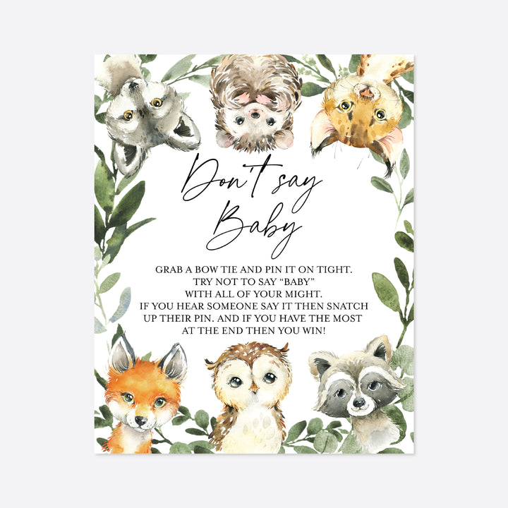 Little Woodland Baby Shower Don't Say Baby Game Printable