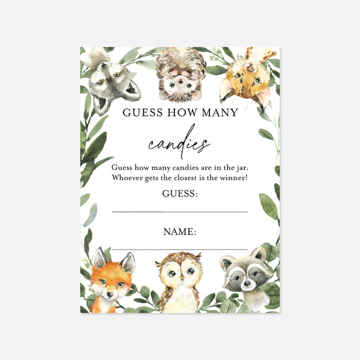 Little Woodland Baby Shower Guess How Many Candies Game Printable