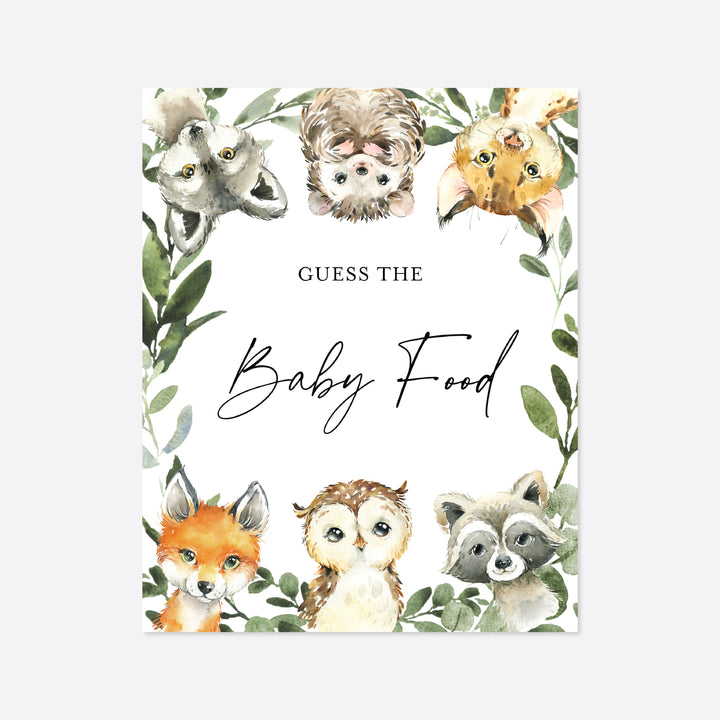 Little Woodland Baby Shower Guess The Baby Food Game Printable