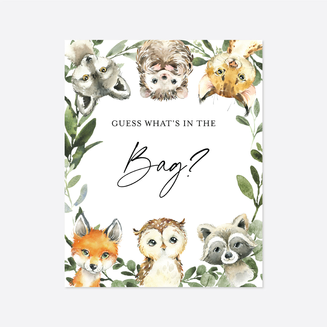 Little Woodland Baby Shower Guess What's In The Bag Game Printable