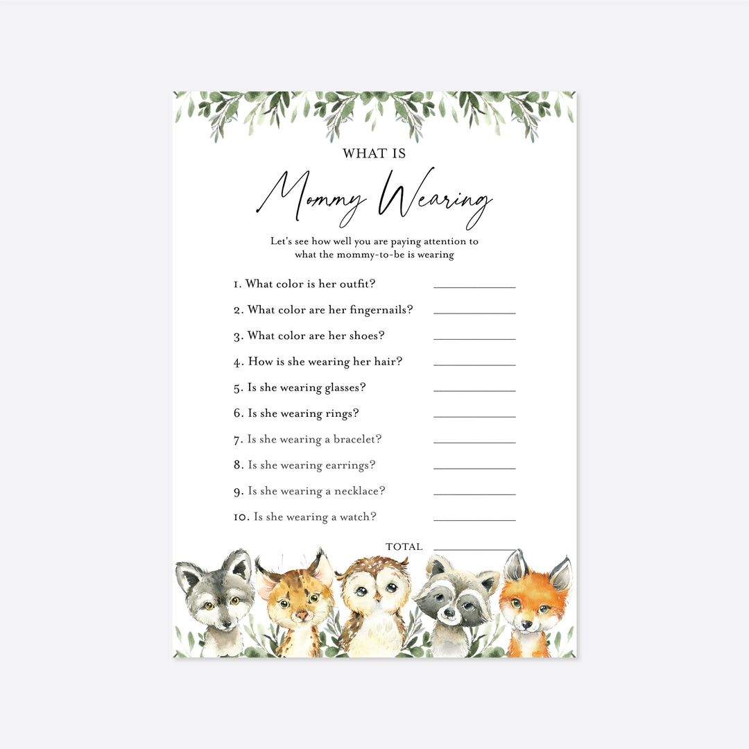 Little Woodland Baby Shower What Is Mummy Wearing Game Printable