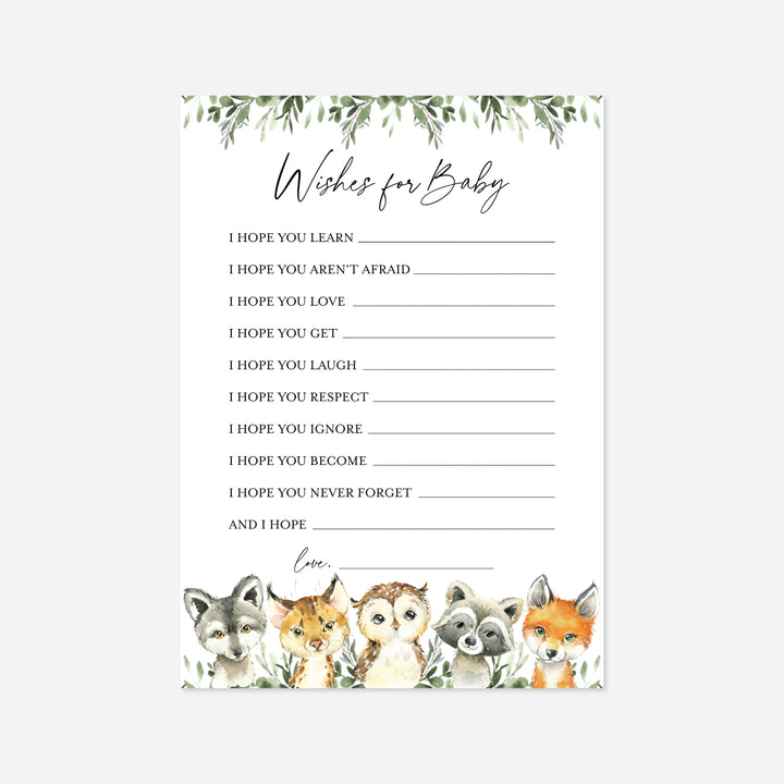 Little Woodland Baby Shower Wishes For Baby Printable