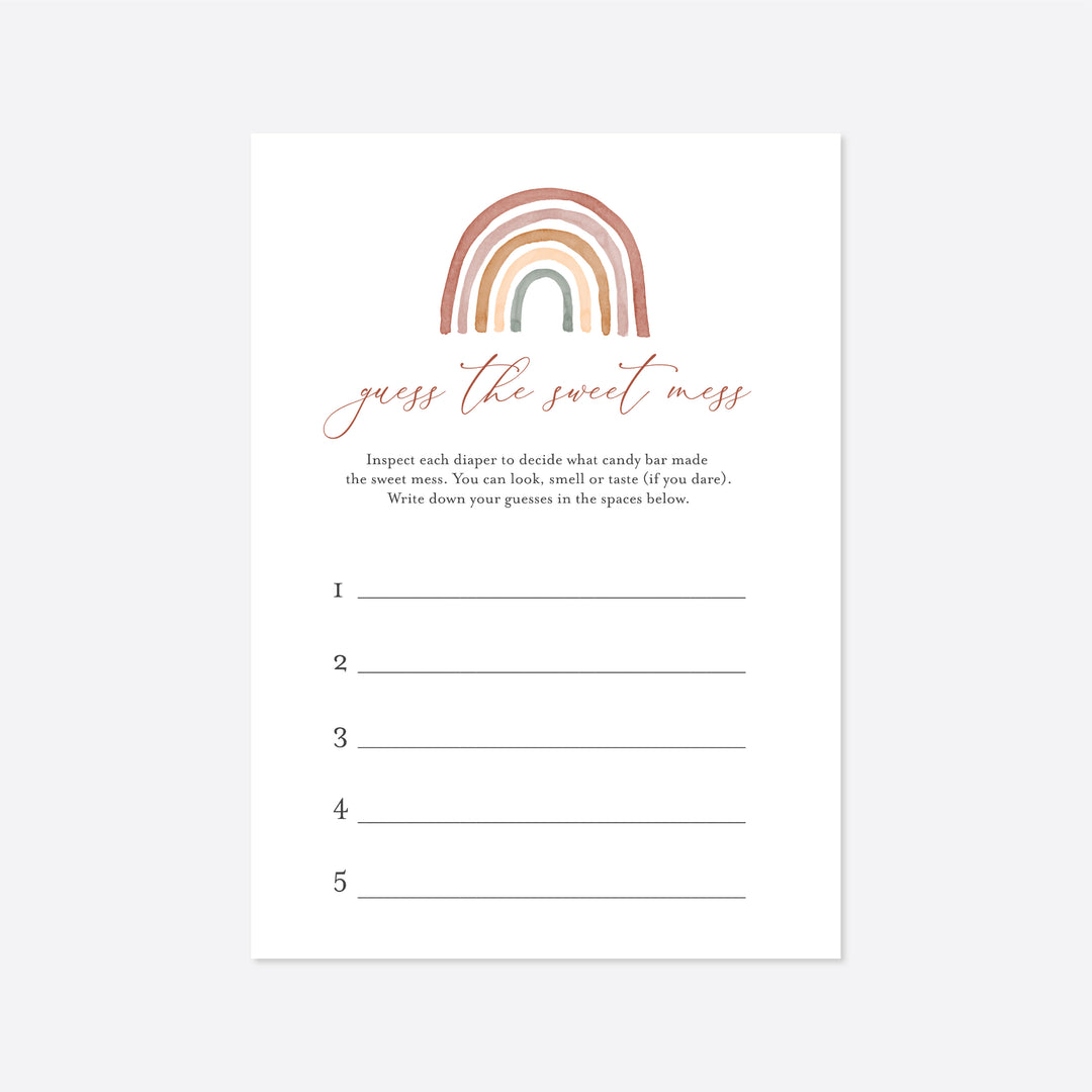Rainbow Baby Shower Guess The Sweet Mess Game Printable