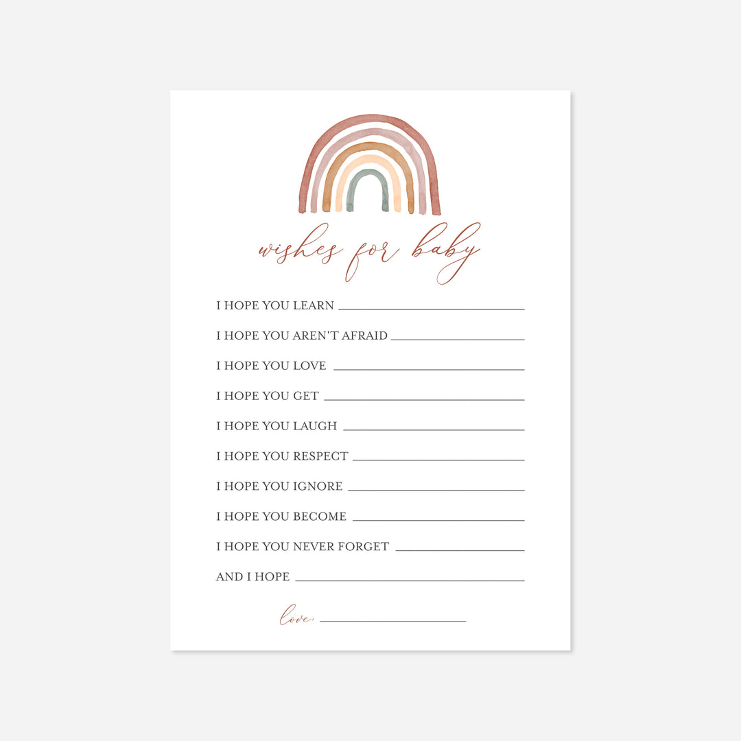 Rainbow Baby Shower Wishes For Baby Printable