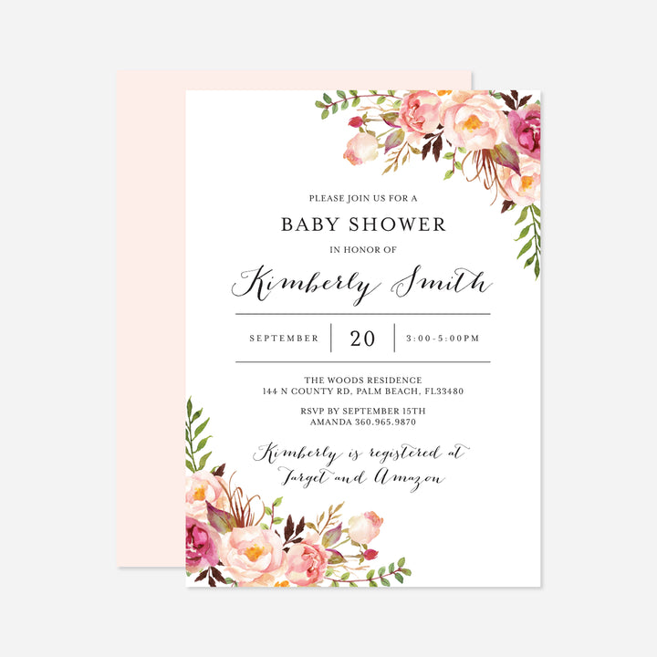 Pink Floral Baby Shower Suite Printable