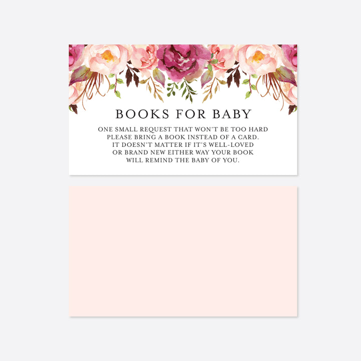 Pink Floral Baby Shower Books For Baby Printable