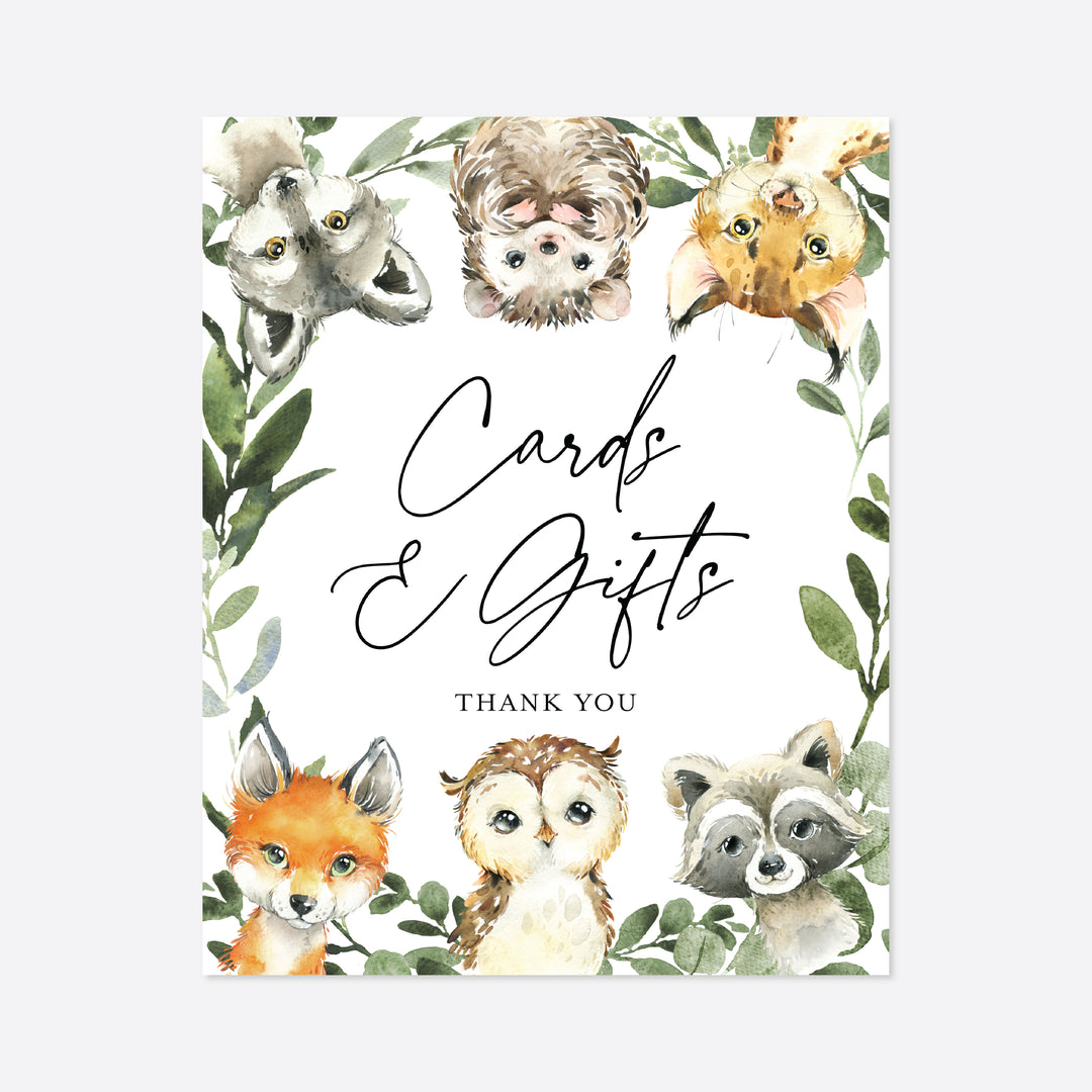 Little Woodland Baby Shower Cards and Gifts Sign Printable