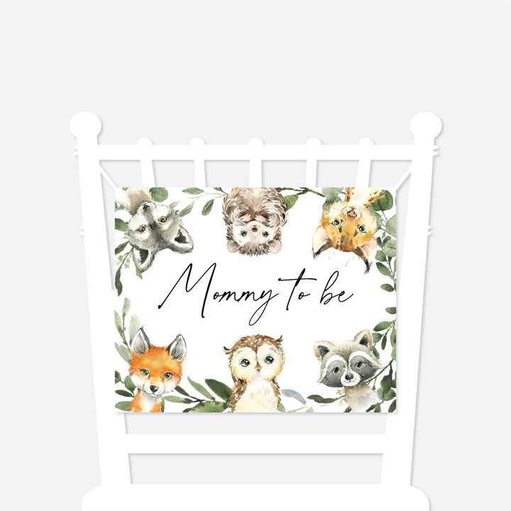 Little Woodland Mummy and Daddy To Be Chair Sign Printable