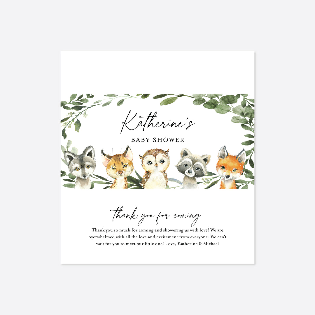 Little Woodland Baby Shower Chocolate Bar Wrapper Printable