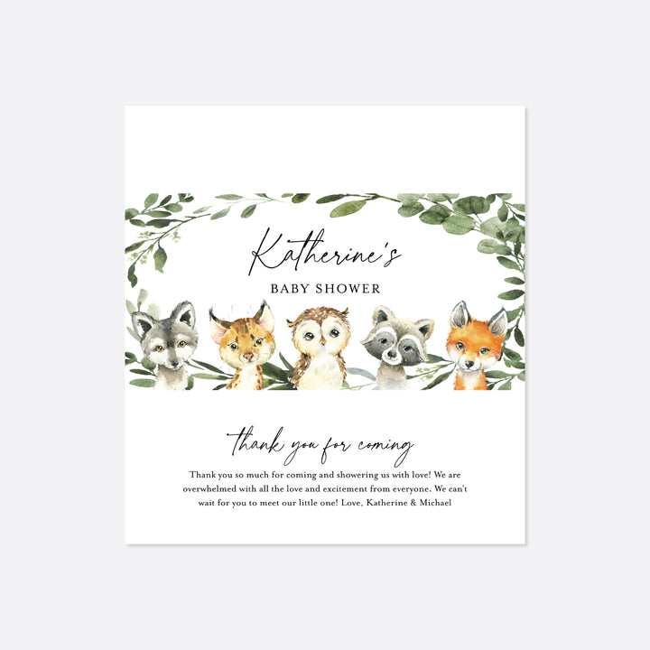 Little Woodland Baby Shower Chocolate Bar Wrapper Printable