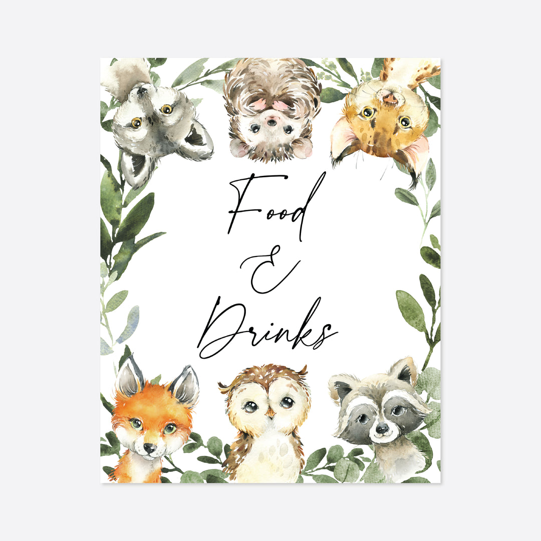 Little Woodland Baby Shower Food and Drinks Sign Printable