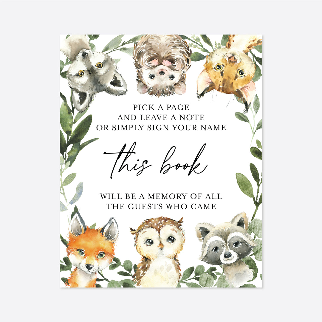 Little Woodland Baby Shower Guestbook Sign Printable