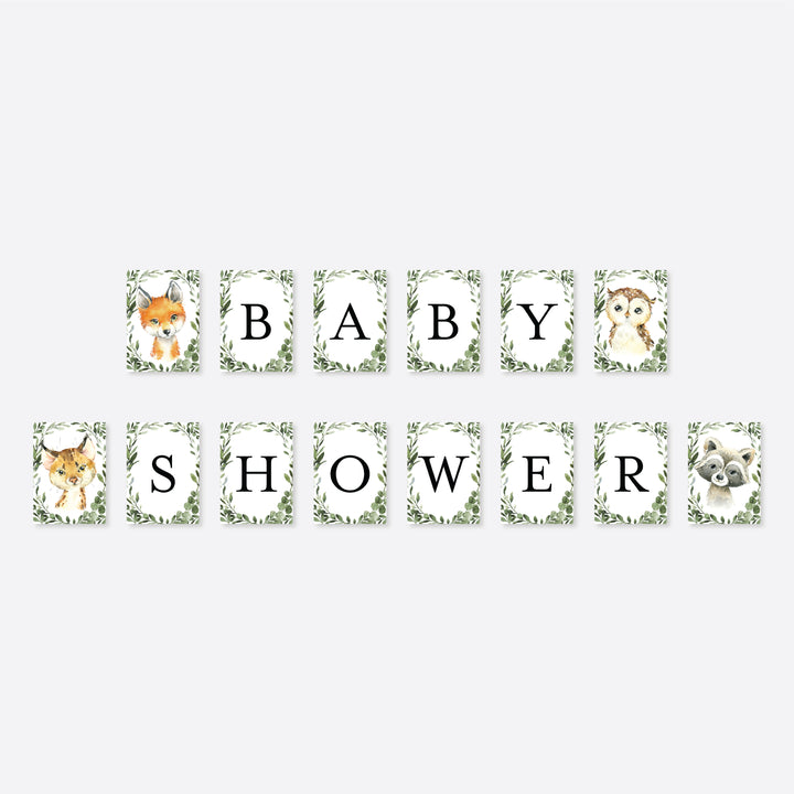 Little Woodland Baby Shower Party Banner Printable