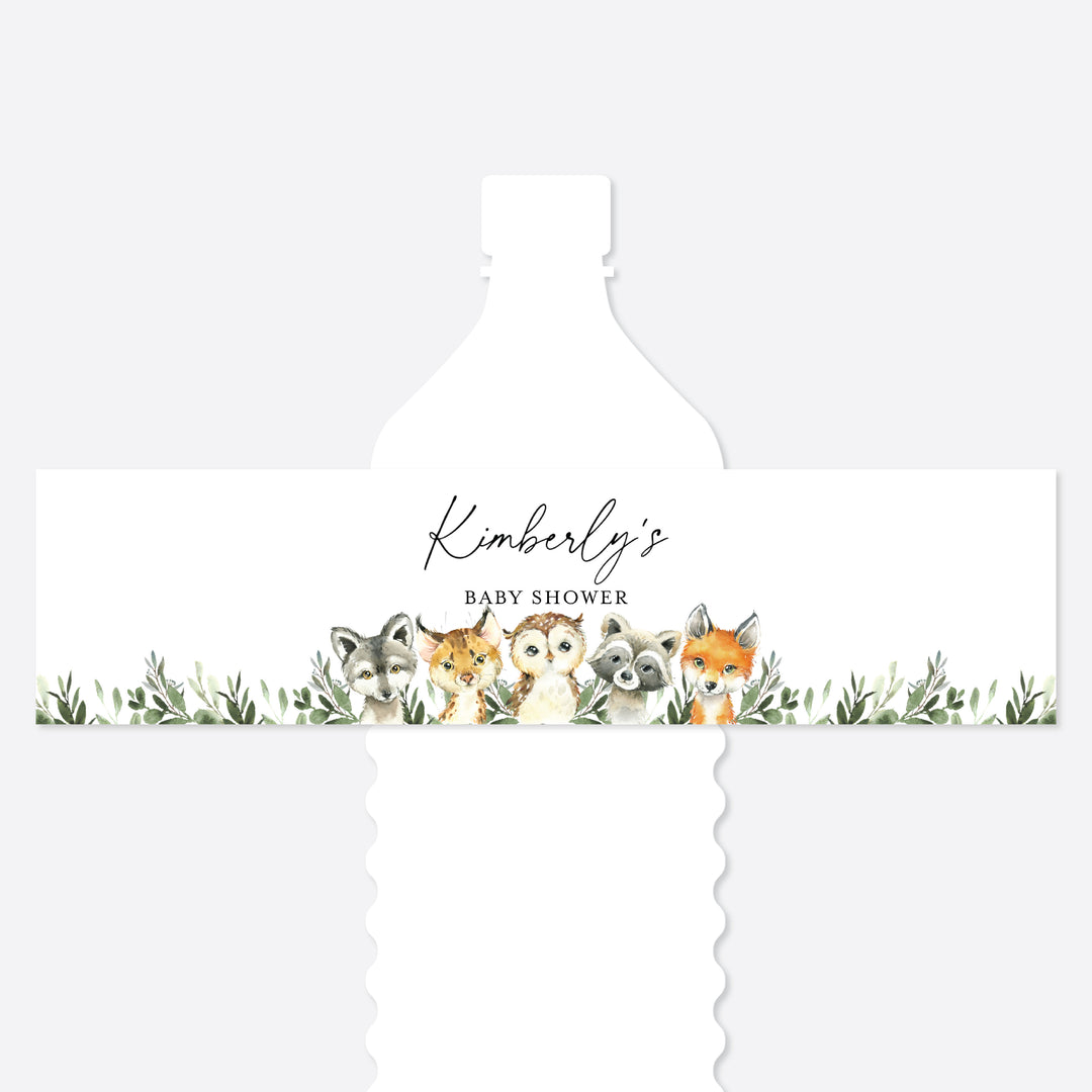 Little Woodland Baby Shower Water Bottle Label Printable