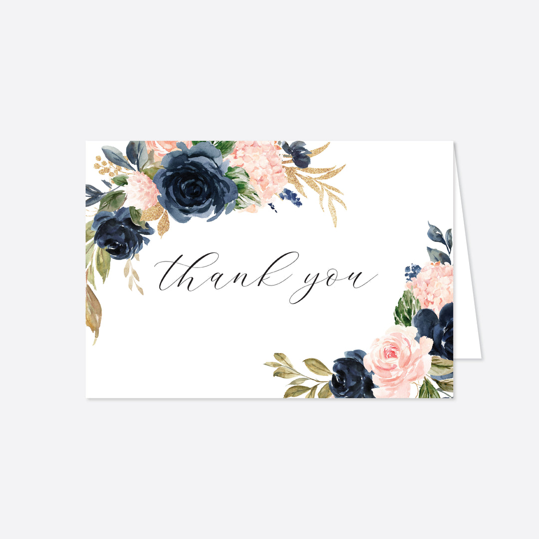 Navy Blush Baby Shower Thank You Card Printable