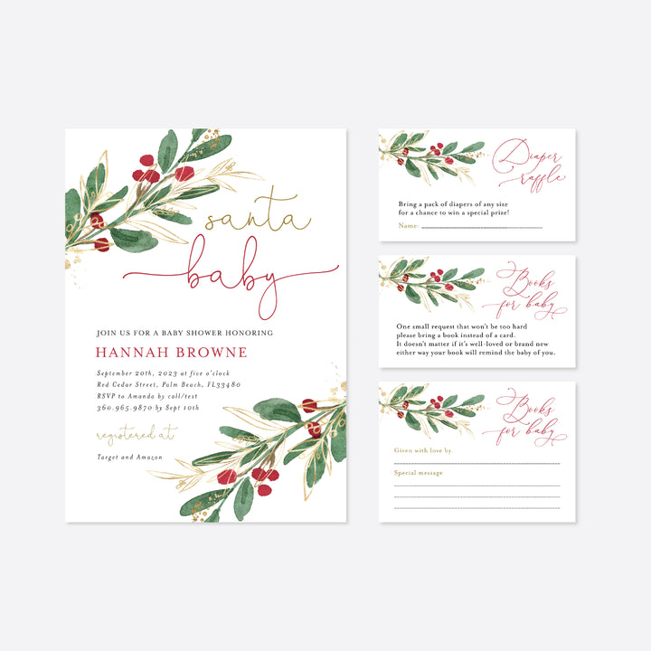 Winter Berry Baby Shower Suite Printable
