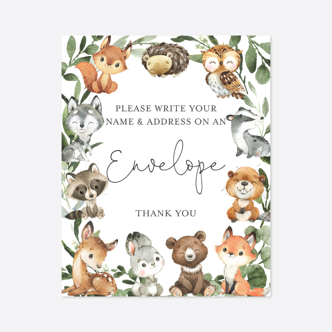 Baby Woodland Baby Shower Address An Envelope Sign Printable