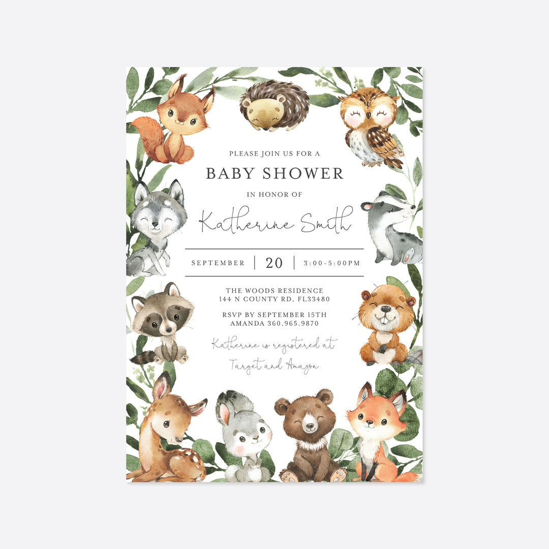 Baby Woodland Baby Shower Invitation Printable
