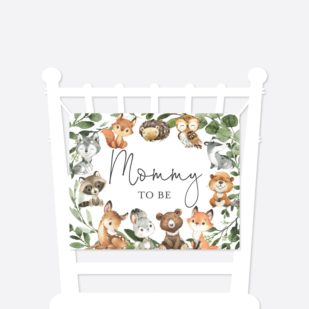 Baby Woodland Mummy and Daddy To Be Chair Sign Printable