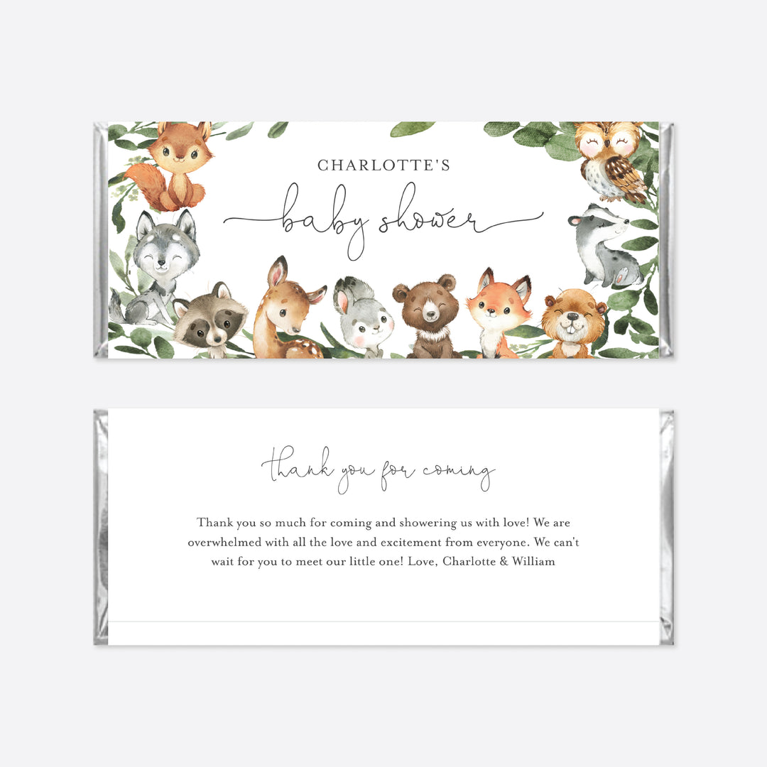 Baby Woodland Baby Shower Chocolate Bar Wrapper Printable