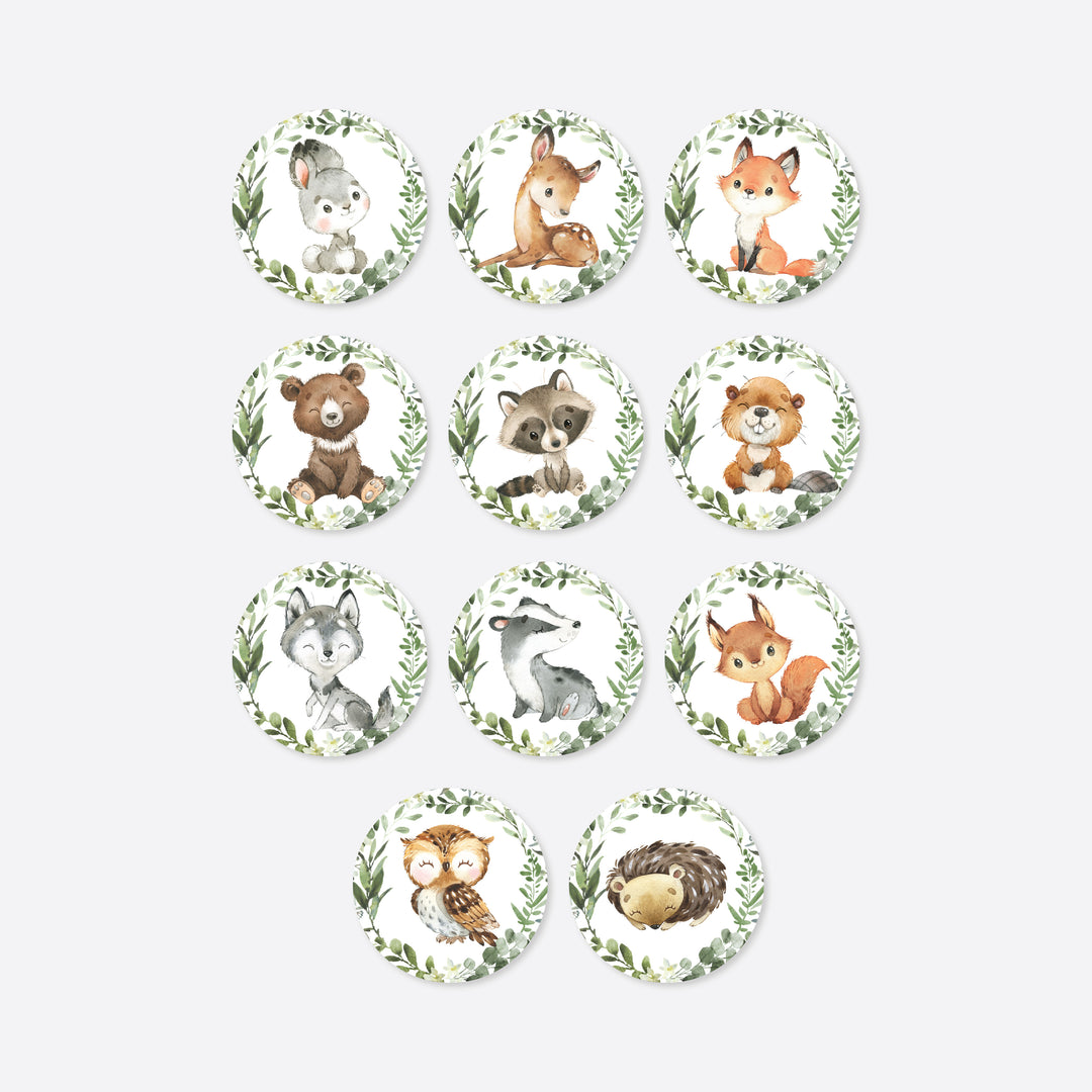 Baby Woodland Baby Shower Cupcake Toppers and Cupcake Wrappers Printable