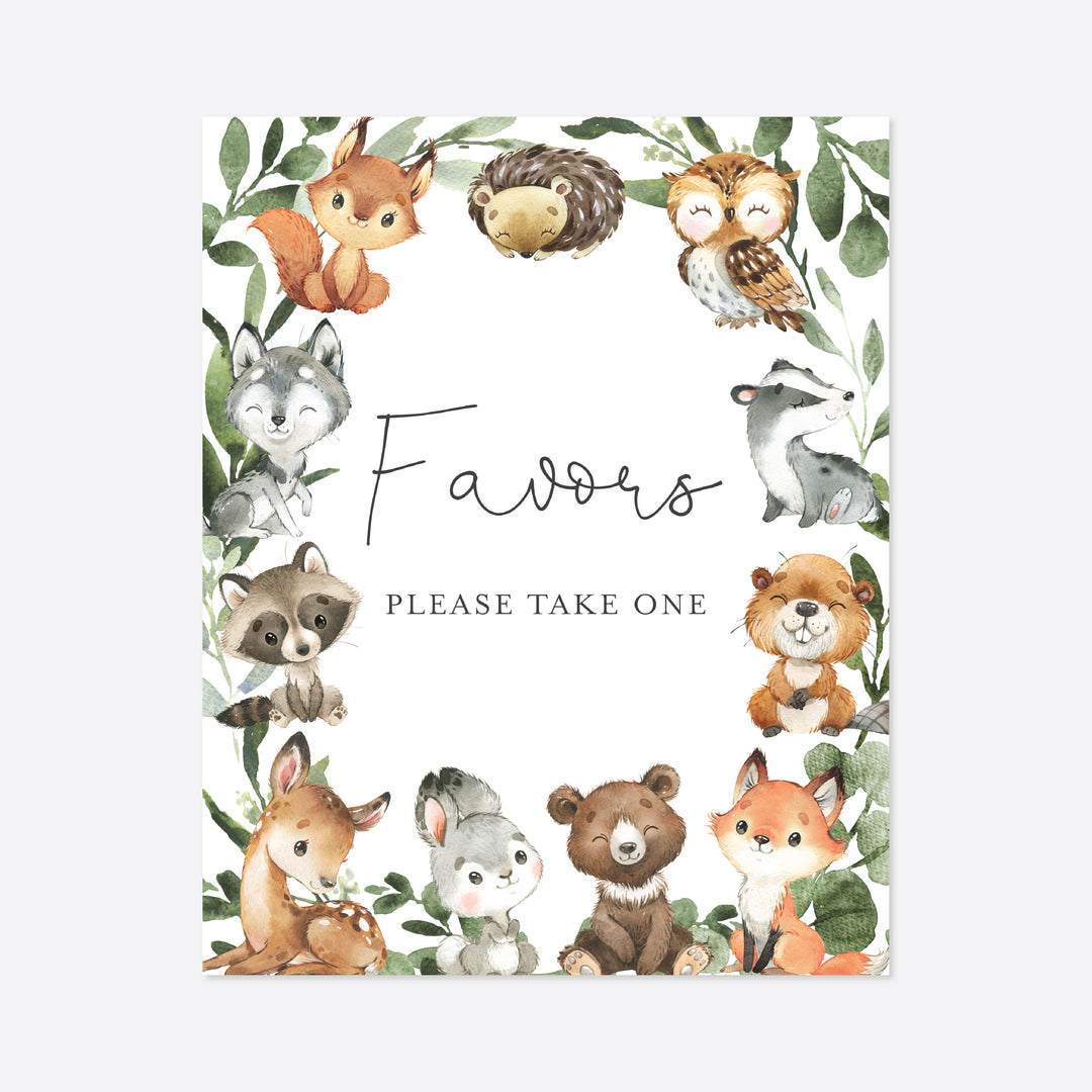 Baby Woodland Baby Shower Favours Sign Printable