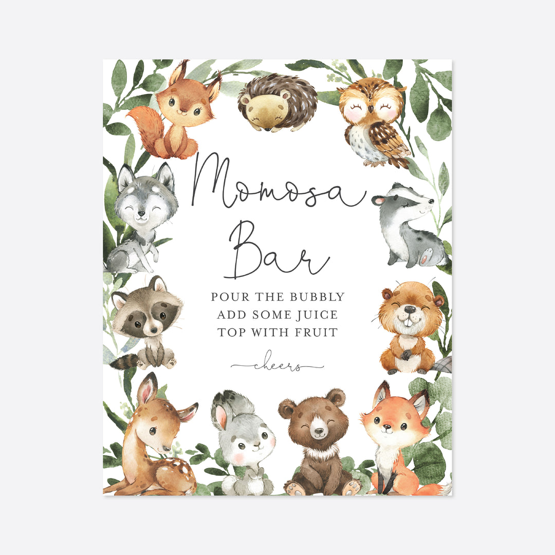 Baby Woodland Baby Shower Mimosa Bar Sign Printable